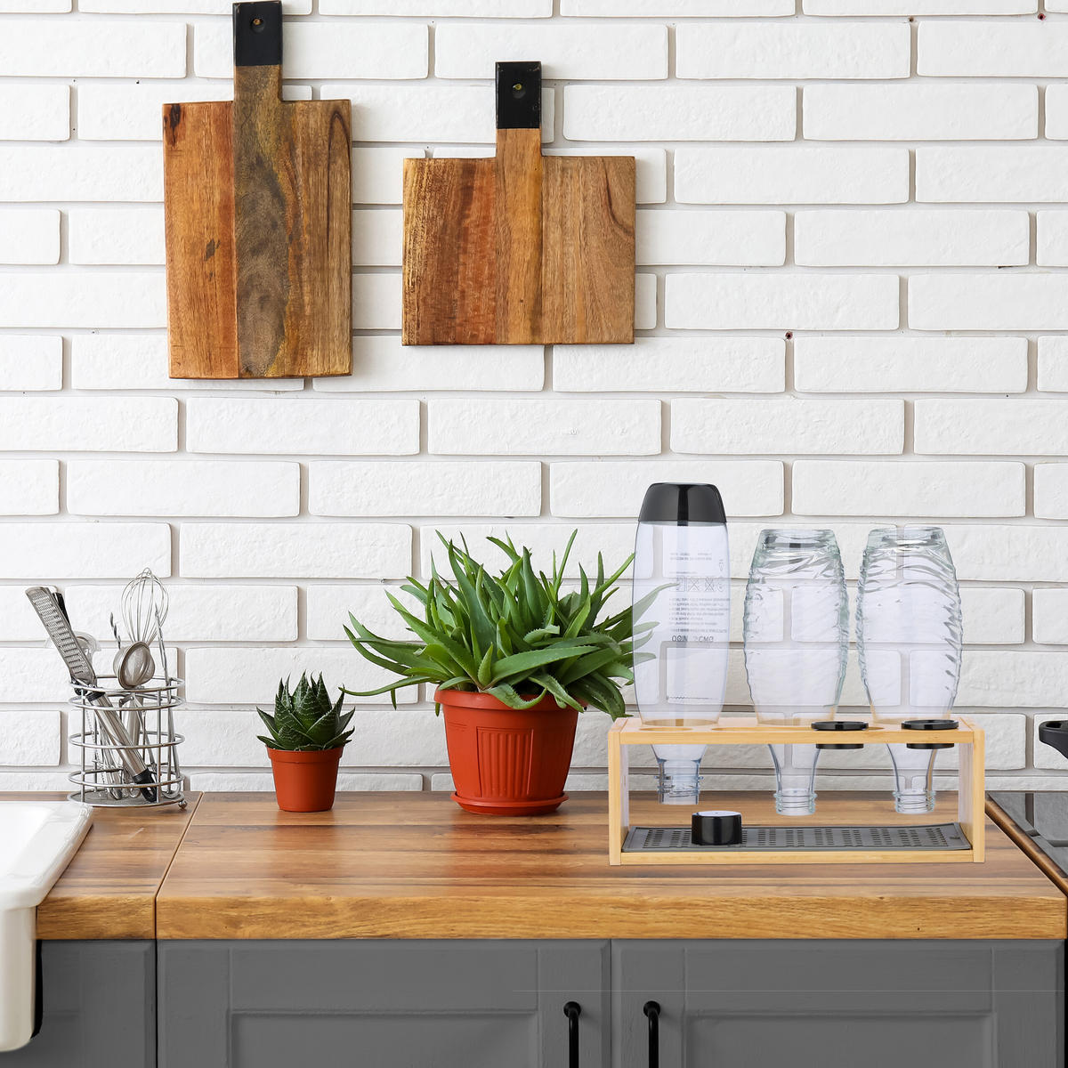 FLASCHENHALTER - Hellbraun, Holz/Kunststoff (31/11/14.5cm) - Relaxdays