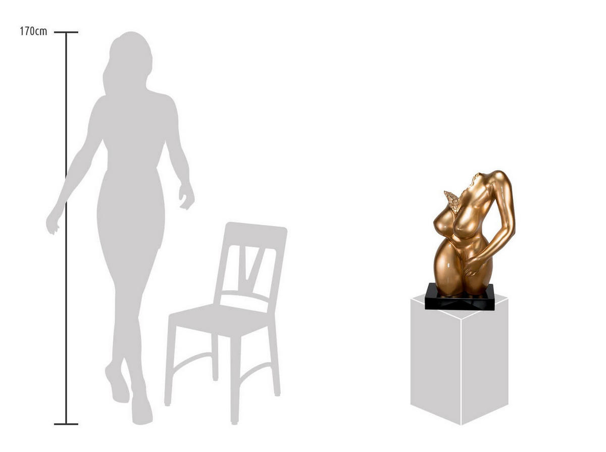 SKULPTUR Gold 34/60 cm - Goldfarben, Stein (6.5/60/24cm) - KUNSTLOFT