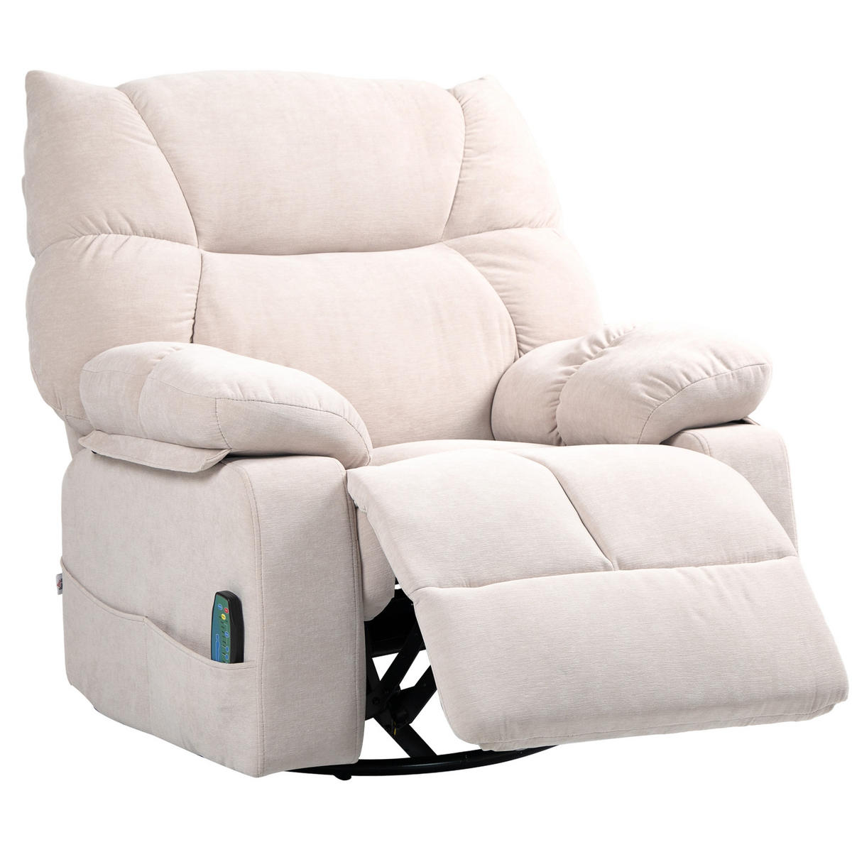 MASSAGESESSEL DE-06411 mit Wärme- & Liegefunktion, 145° neigbar Beige - Beige, Textil/Metall (90/98/98cm) - ComfortXL