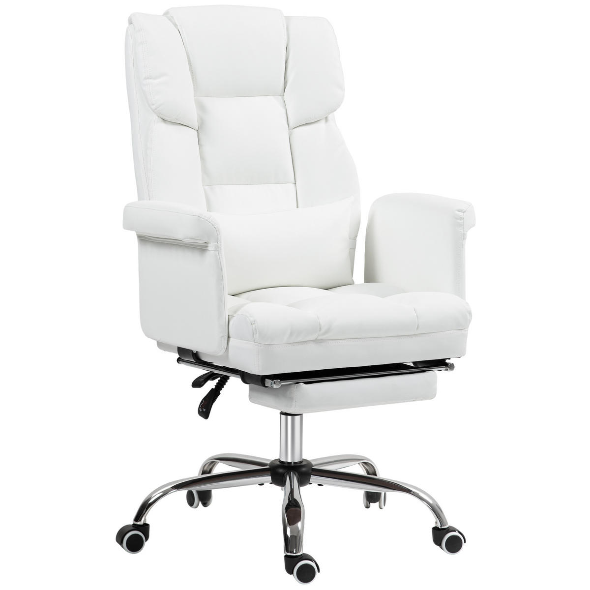 CHEFSESSEL DE-05016 Höhenverstellbar, neigbare Rückenlehne & Fußstütze Weiß - Weiß, Metall (65/115/69cm) - ComfortXL