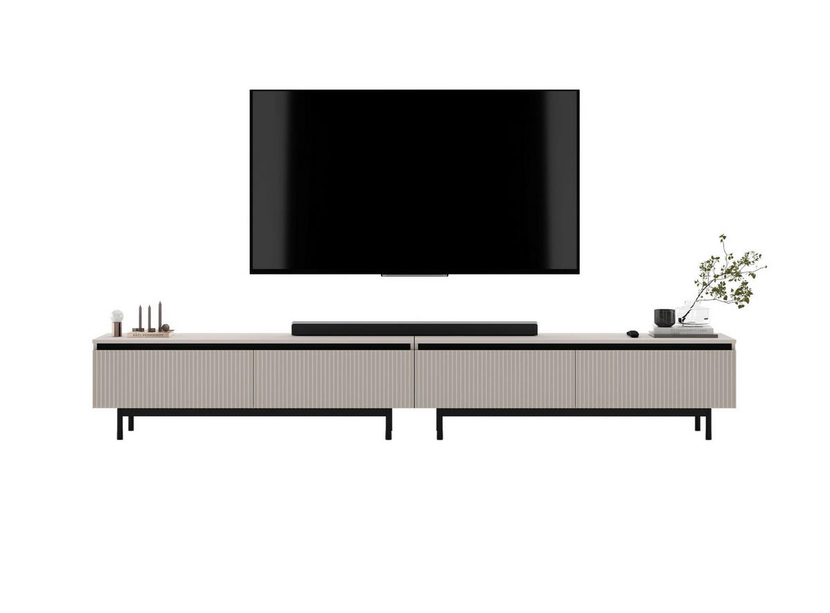 TV-LOWBOARD 2-er Set Selene Kaschmir Matt mit Metallrahmen 140 cm - Kaschmir/Beige, Holzwerkstoff/Metall (280/44/35cm) - Meble Lindner