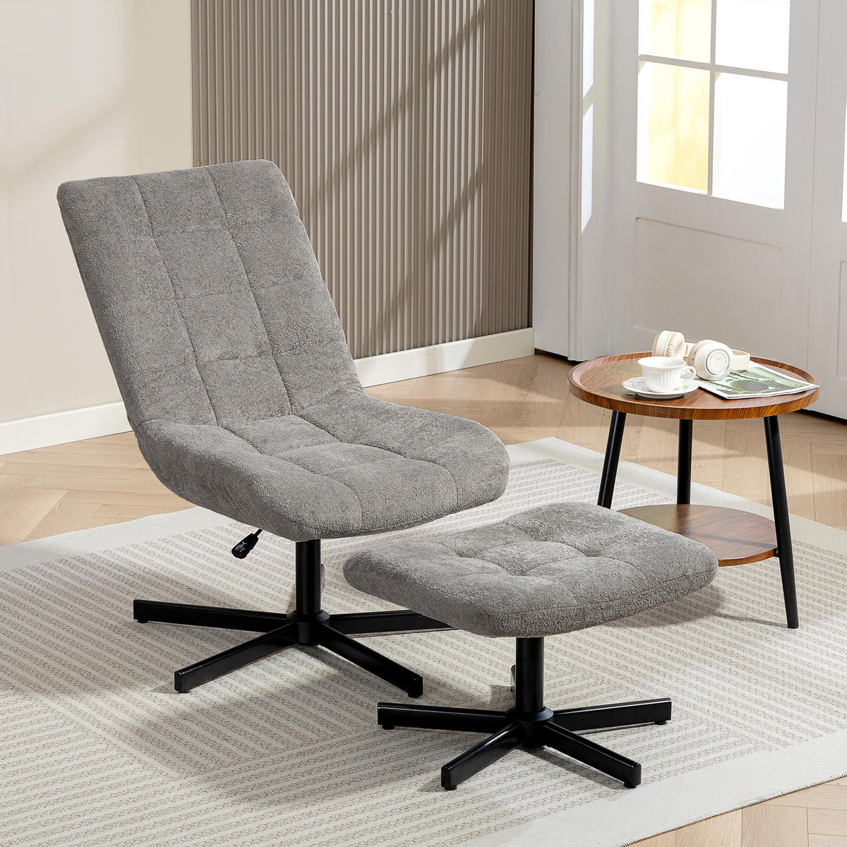 SESSEL mit Fusstütze DE-17413 höhenverstellbar & 135° neigbar Grau - Grau, Metall (66/104/80cm) - ComfortXL