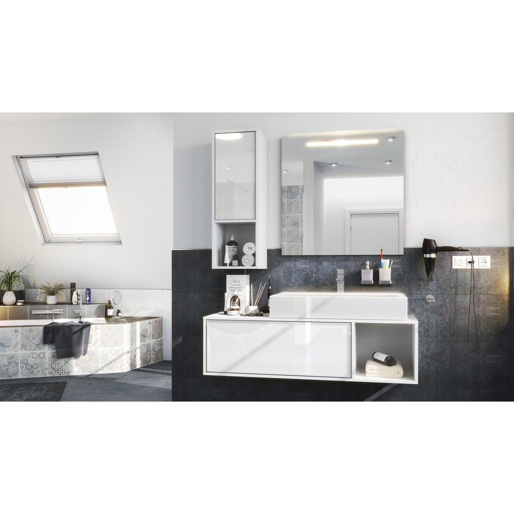 Thumbnail - Vladon Badmöbelset, Weiß Hochglanz, Holzwerkstoff, 126.5x190x46 cm, Badezimmer, Badmöbelsets & Badmöbelserien, Badmöbel-...