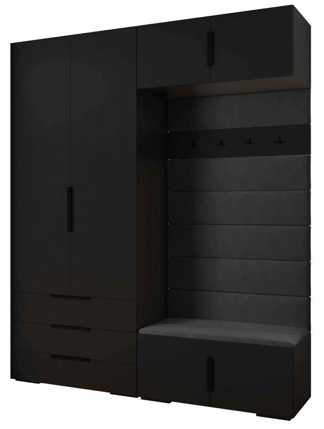 Abiks Möbel Garderoben-Set Schwarz, Schwarz, Schwarz 200x236.7x47 cm