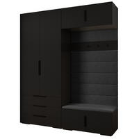 GARDEROBEN-SET 236,7/200/47 - Schwarz, Holz/Kunststoff (200/236.7/47cm) - Abiks Möbel