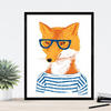 POSTER Set mit 4 „Hipster Animals“ A4 Schwarzer Rahmen - Schwarz, Papier (29.7/3cm) - Nacnic