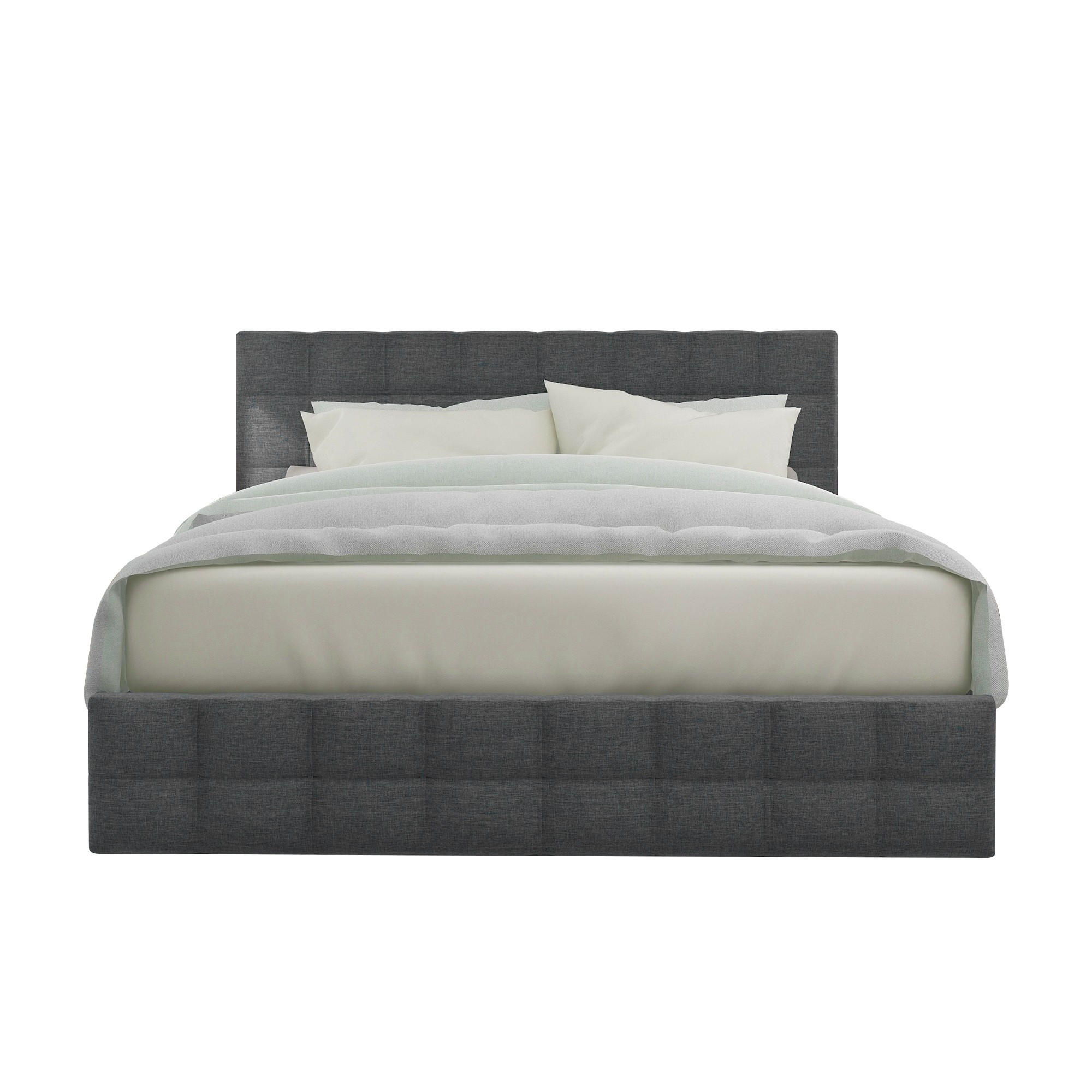 POLSTERBETT 140/200 cm grau mit 4 Schubladen und höhenverstellbarem Kopfteil - Grau, Textil (140/200cm) - OKWISH