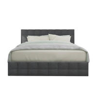 POLSTERBETT 140/200 cm grau mit 4 Schubladen und höhenverstellbarem Kopfteil - Grau, Textil (140/200cm) - OKWISH