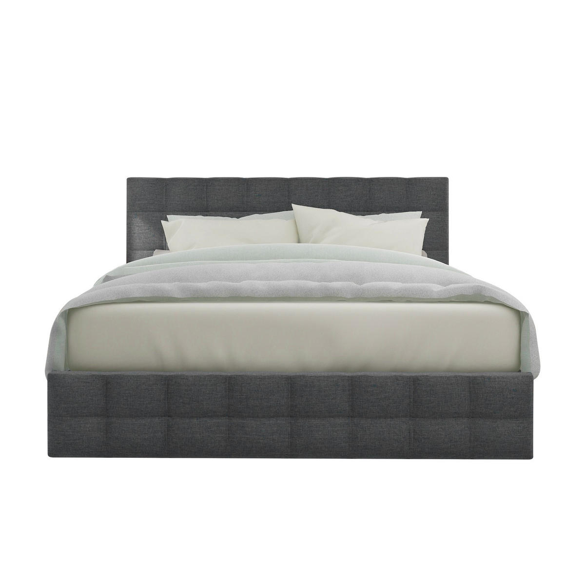 POLSTERBETT 140/200 cm grau mit 4 Schubladen und höhenverstellbarem Kopfteil - Grau, Textil (140/200cm) - OKWISH