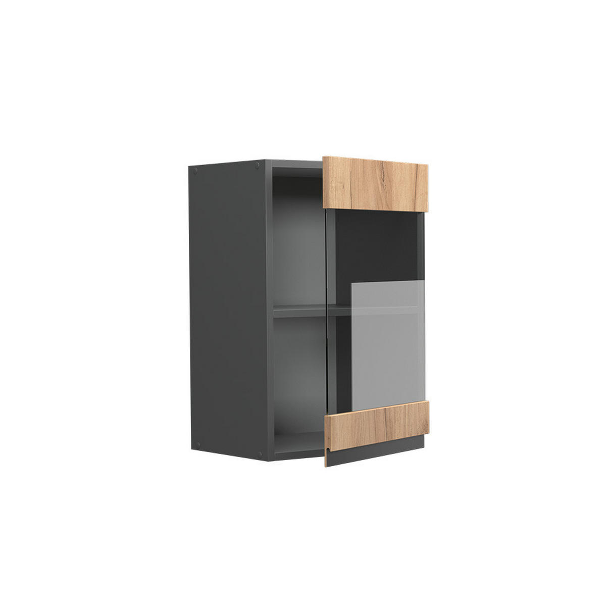 KÜCHENGLASSCHRANK R-Line Goldkraft Eiche 40 cm J-Shape - Honigeiche/Anthrazit, Holzwerkstoff (40/60/31cm) - Vicco