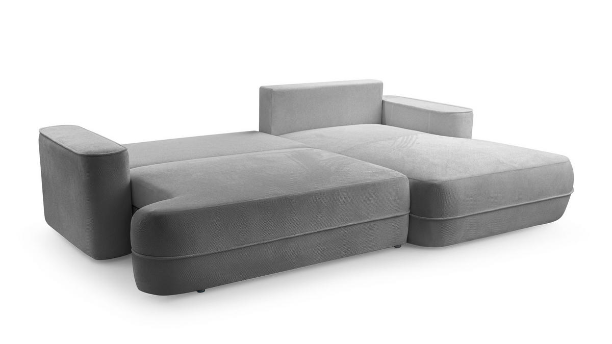 ECKCOUCH L Form Peoni Hellgrau 267/168/87 cm mit Schlaffunktion R - Hellgrau/Schwarz, Kunststoff/Textil (267/168cm) - AX Living