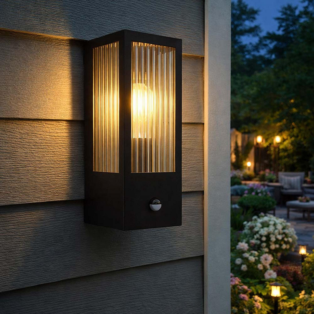 LED AUSSEN-WANDLEUCHTE GUNDULA Schwarz Glas - Schwarz, Glas (12/32/15.4cm) - Globo Lighting