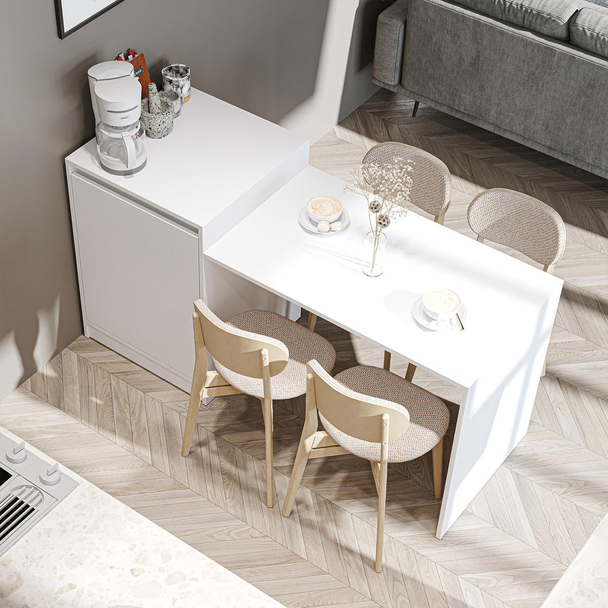 KÜCHENINSEL MILANO - Weiß, Holzwerkstoff (160/85/60cm) - Roomart