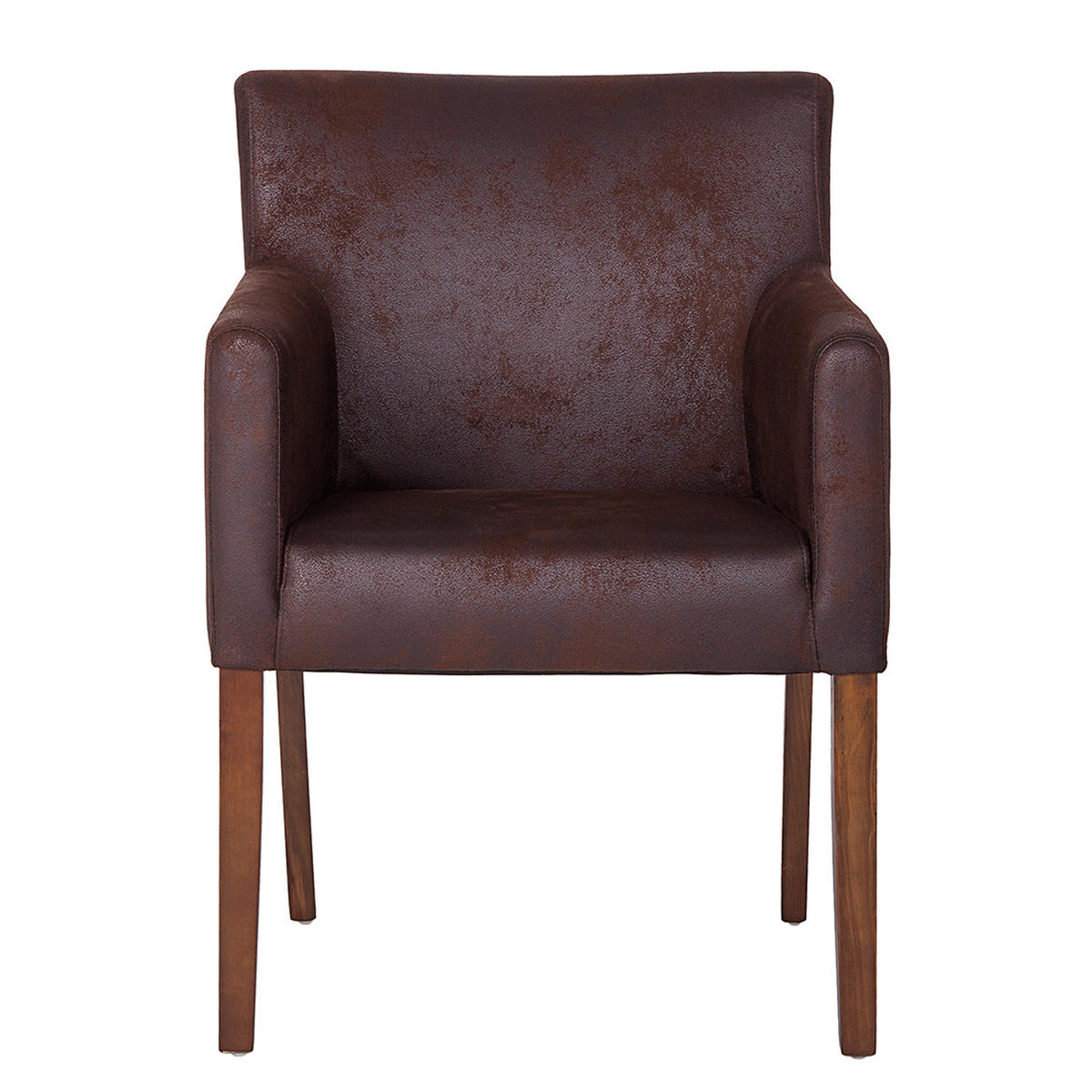 ARMLEHNENSTUHL - Microfaser / Massivholz - Braun, Holz/Textil (62/85/66cm) - home24