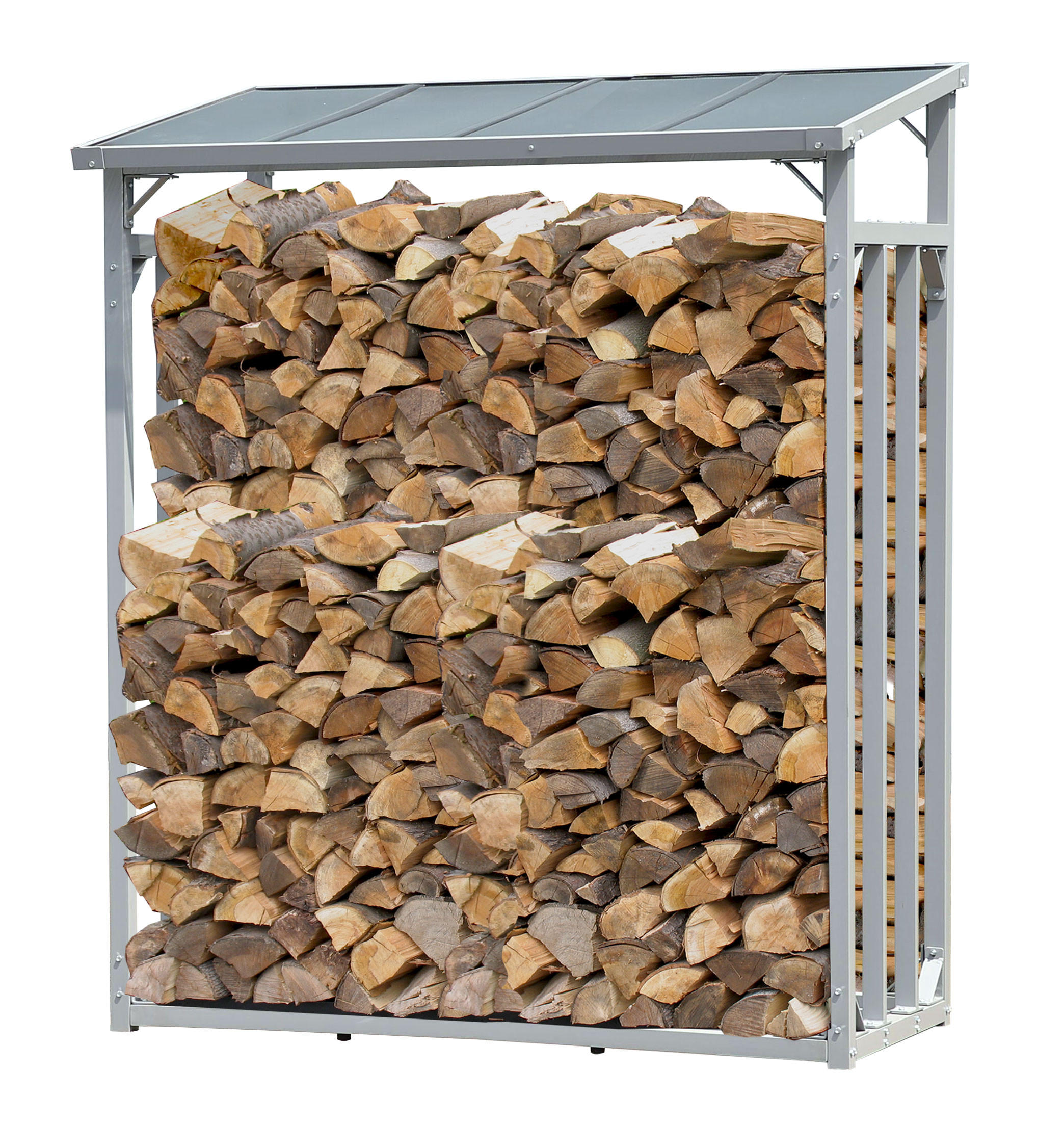 KAMINHOLZREGAL Außen 2 Stück 130x70x185 cm Aluminium Grau 3,2 m³ / 5 SRM - Grau, Metall (130/185/70cm) - QUICK STAR