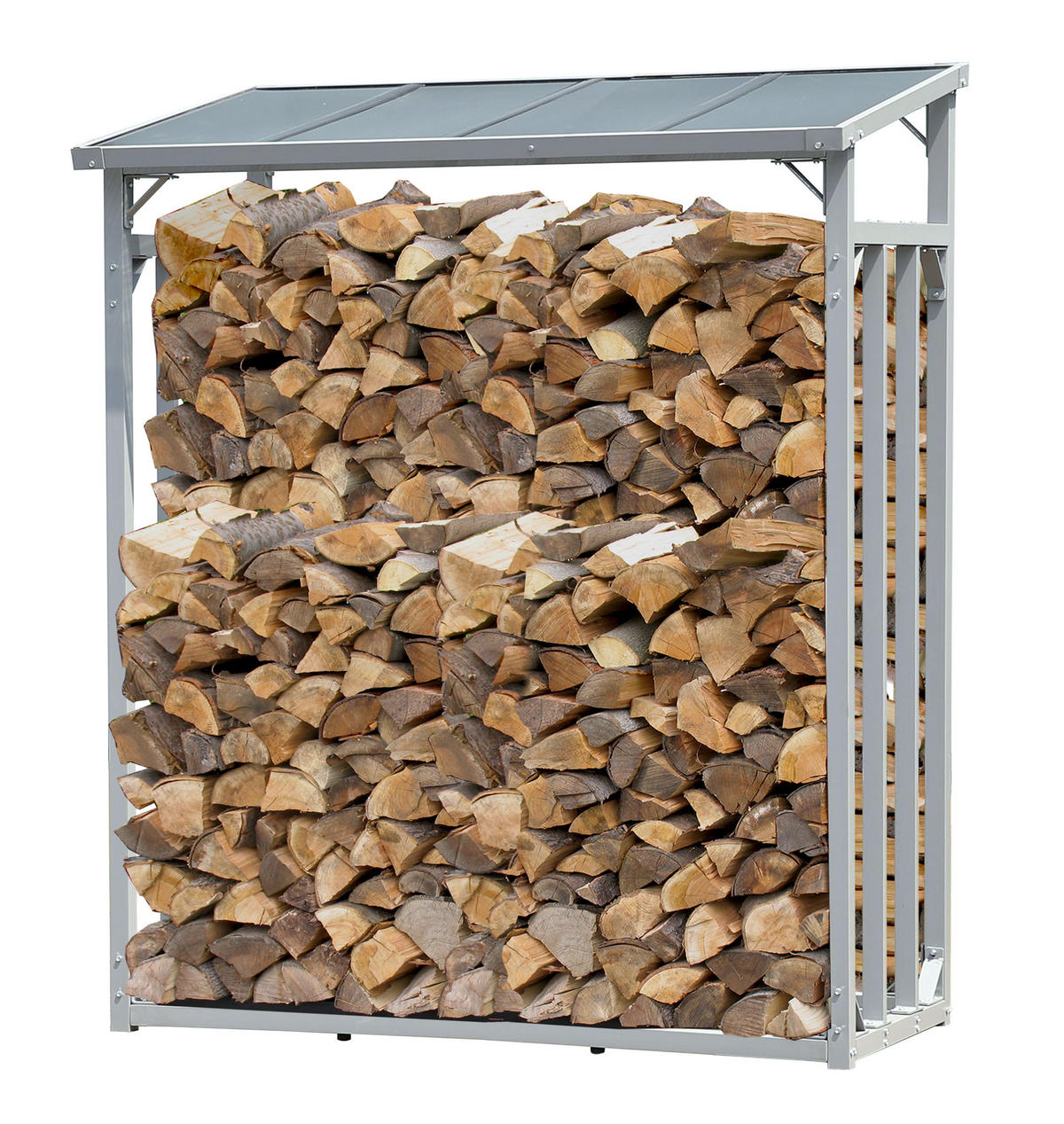 KAMINHOLZREGAL Außen 2 Stück 130x70x185 cm Aluminium Grau mit Wetterschutz 3,2 m³ / 5 SRM - Schwarz/Grau, Metall (130/185/70cm) - QUICK STAR