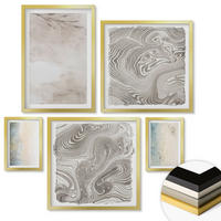 WANDBILDER 5er Set - 50x50 cm & 20x30 cm & 40x60 cm Goldrahmen - Zarte Aquarellkartons - Goldfarben, Kunststoff (40/60cm) - ArtPrintCave