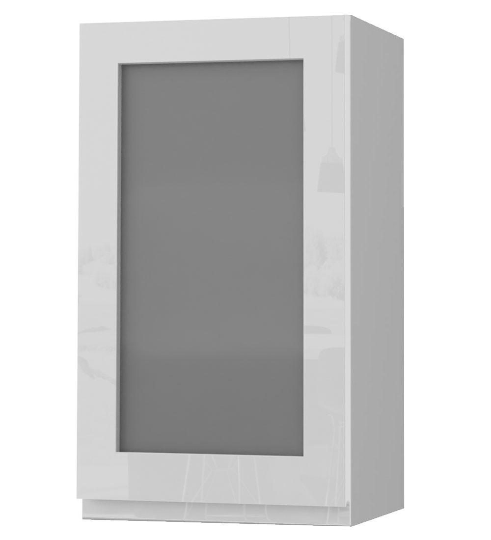 HÄNGESCHRANK Florence W2S/40 Grau / RAL 9003 signalweiß HG 40 / 32,5 / 72cm - Türanschlag rechts - Weiß Hochglanz/Grau, Holz/Holzwerkstoff (40/72/32.5cm) - Feldmann-Wohnen