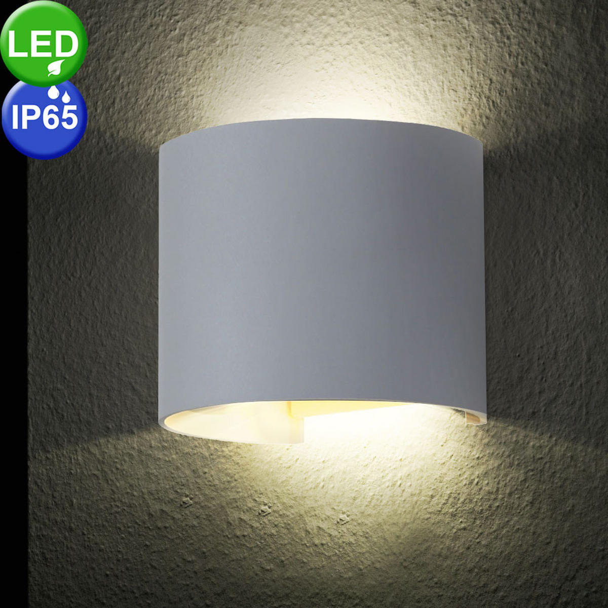 LED AUSSEN-WANDLAMPE Aluguss Grau - Grau, Metall (14/10/11.5cm)