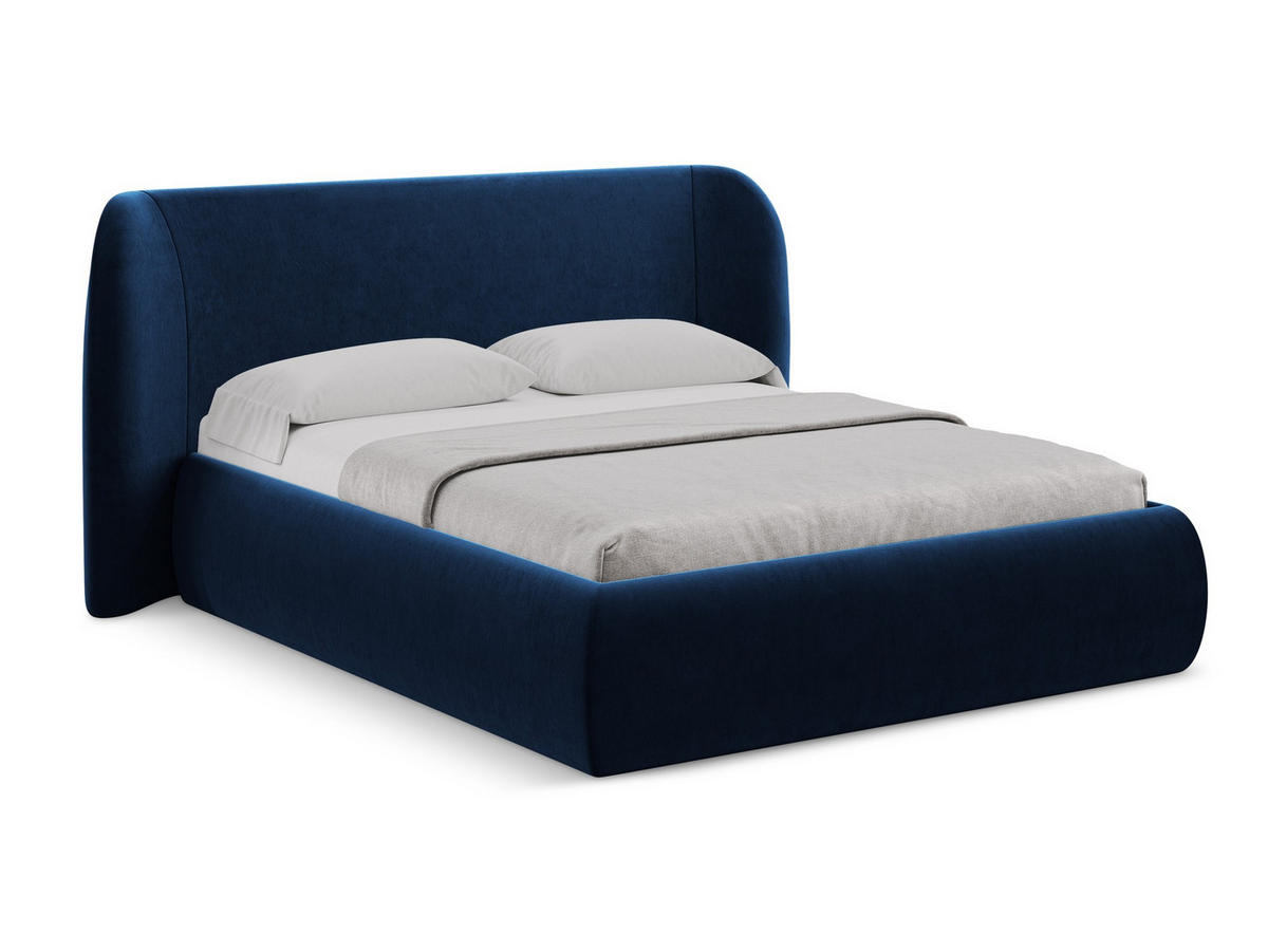 POLSTERBETT mit Bettkasten und Lattenrost 210x215 Blau - Blau/Schwarz, Kunststoff/Textil (160/200cm) - Makamii