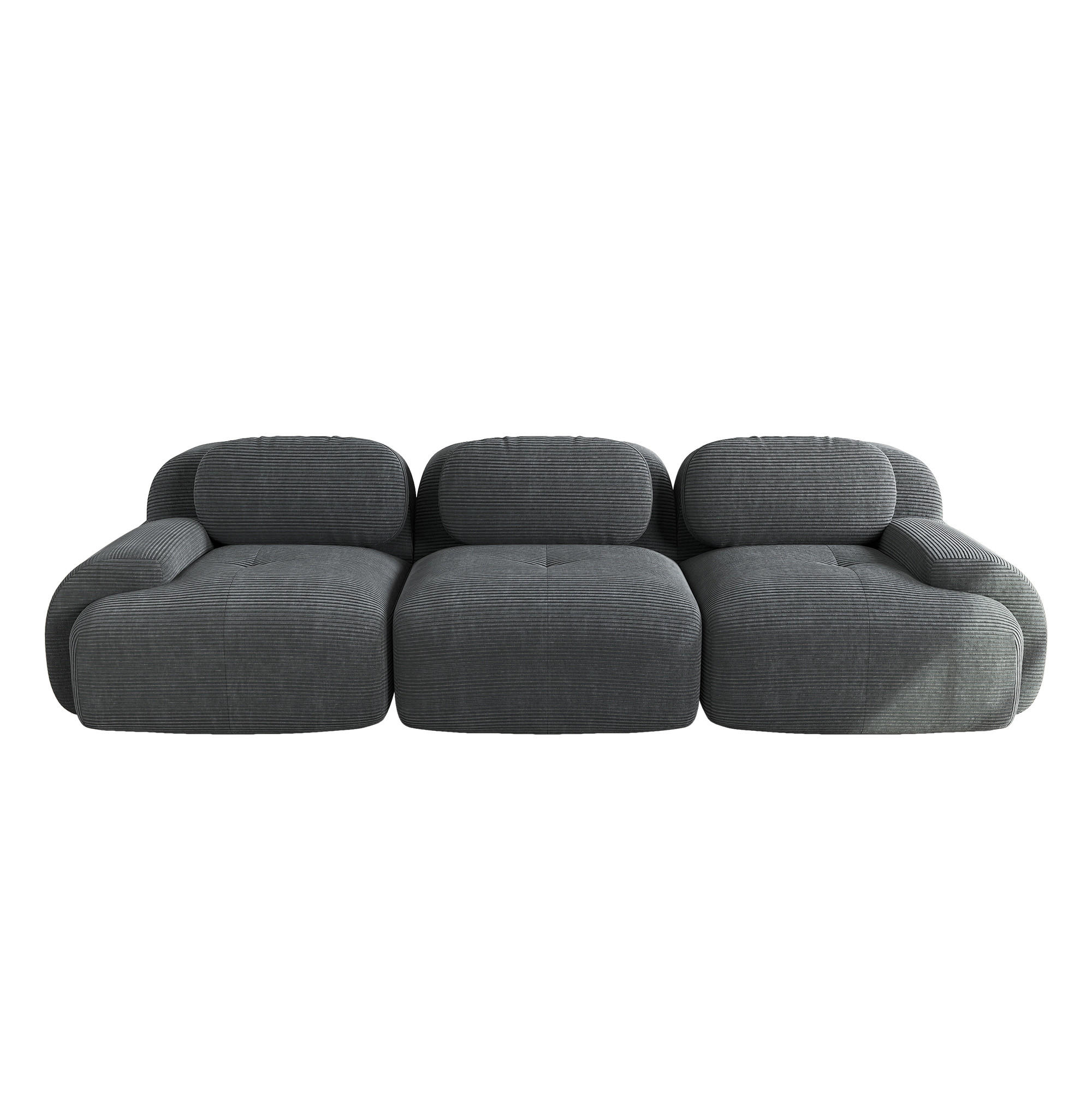 3-SITZER SOFA cordstoff grau mit rahmenlosem design & rutschfester basis - Grau, Textil (298/75/103cm) - Urban Meuble