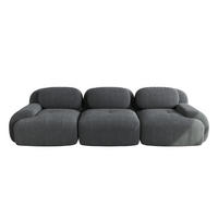 3-SITZER SOFA cordstoff grau mit rahmenlosem design & rutschfester basis - Grau, Textil (298/75/103cm) - Urban Meuble