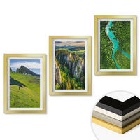 WANDBILDER 3er Set - 20x30 cm Goldrahmen - Grüne Berge, Flussfelsen - Goldfarben, Kunststoff (20/30cm) - ArtPrintCave