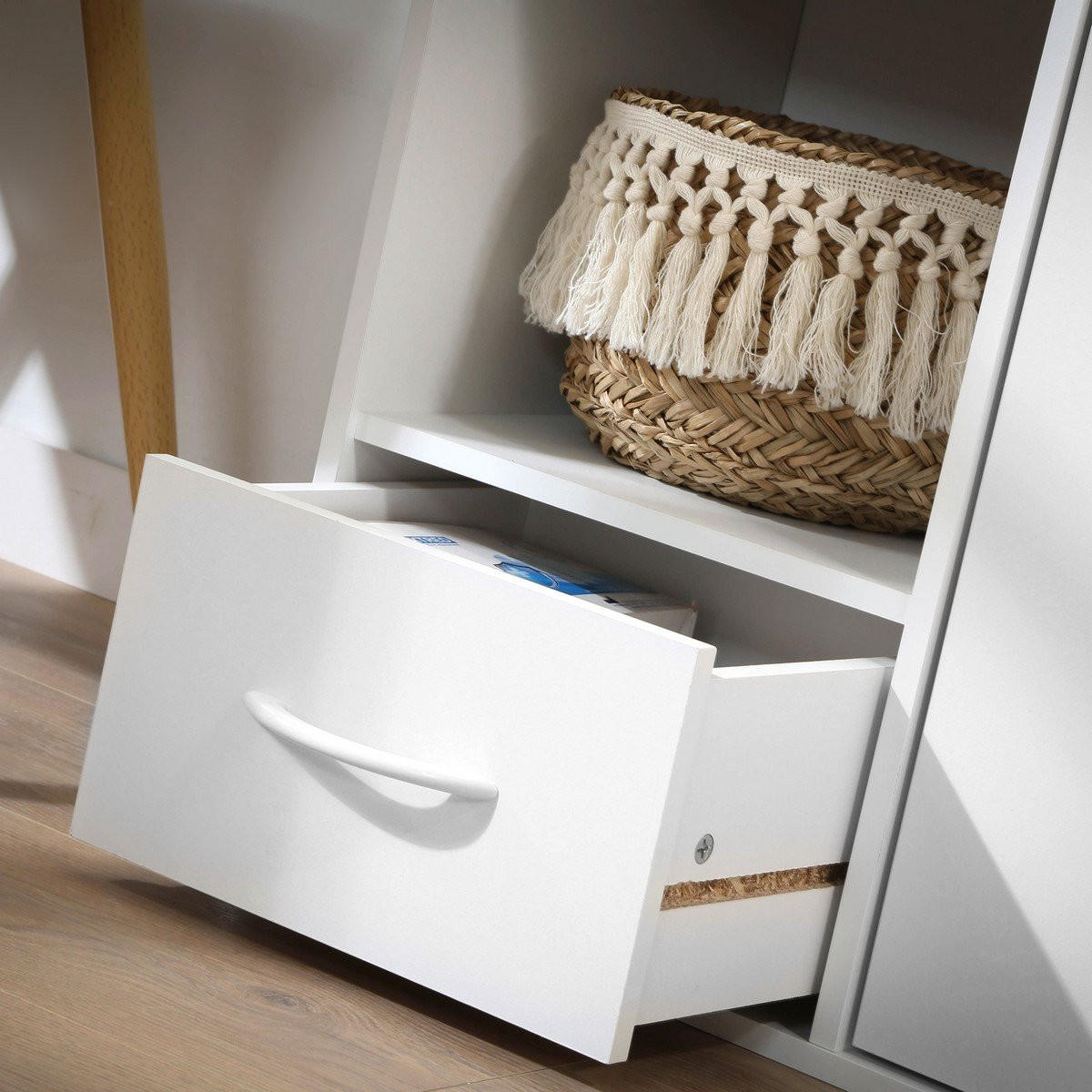 SCHRANK mit 2 Fächern, 1 Schublade und 1 Tür - Weiß, Holzwerkstoff (29.5/80/61.5cm) - Calicosy