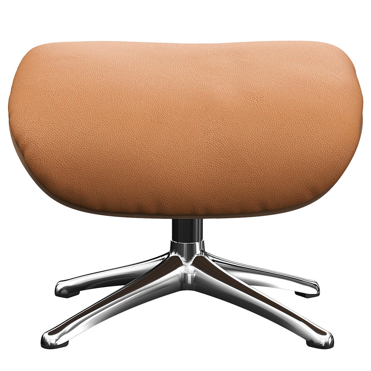 POLSTERHOCKER - Echtleder - Chromfarben/Cognac, Leder/Metall (49/39/44cm) - home24