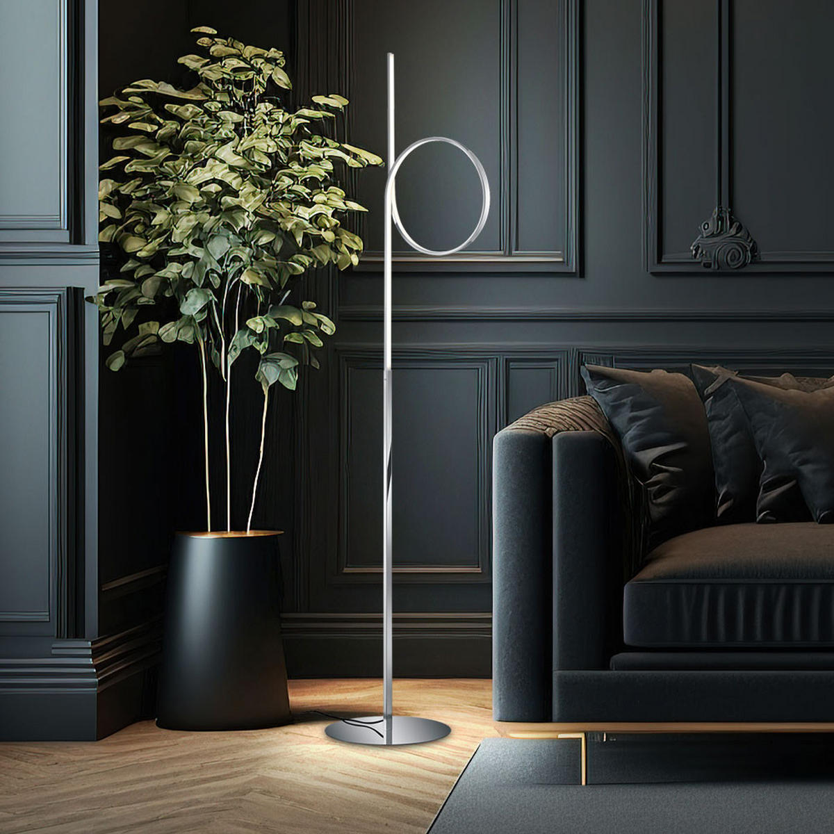 LED STEHLEUCHTE Silber Chrom - Silberfarben, Metall (28/28/150cm)