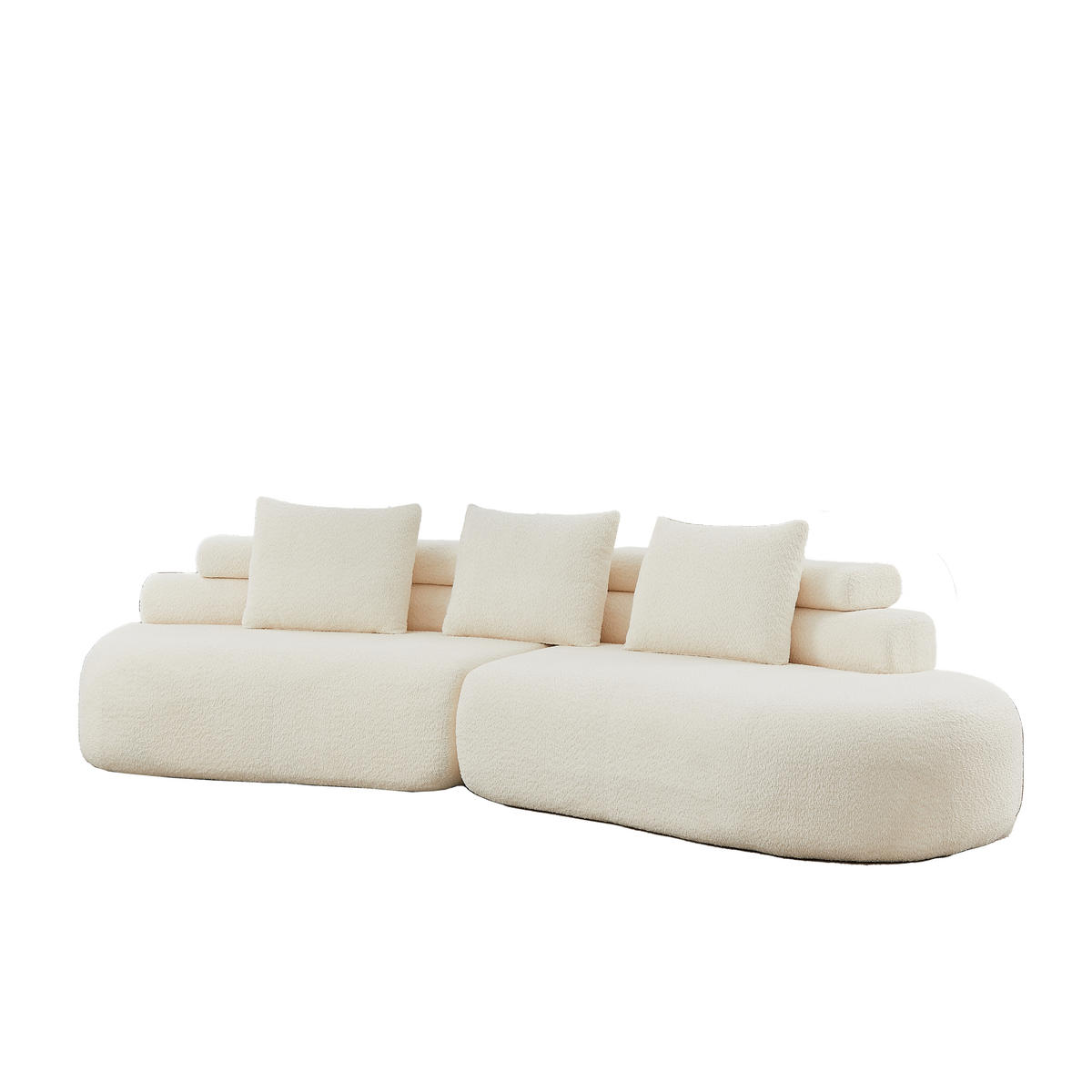 MODULSOFA 2-teilig geschwungen mit 3 Rückenkissen, DE-42897, Cremeweiß - Beige, Textil (306/67/103cm) - ComfortXL