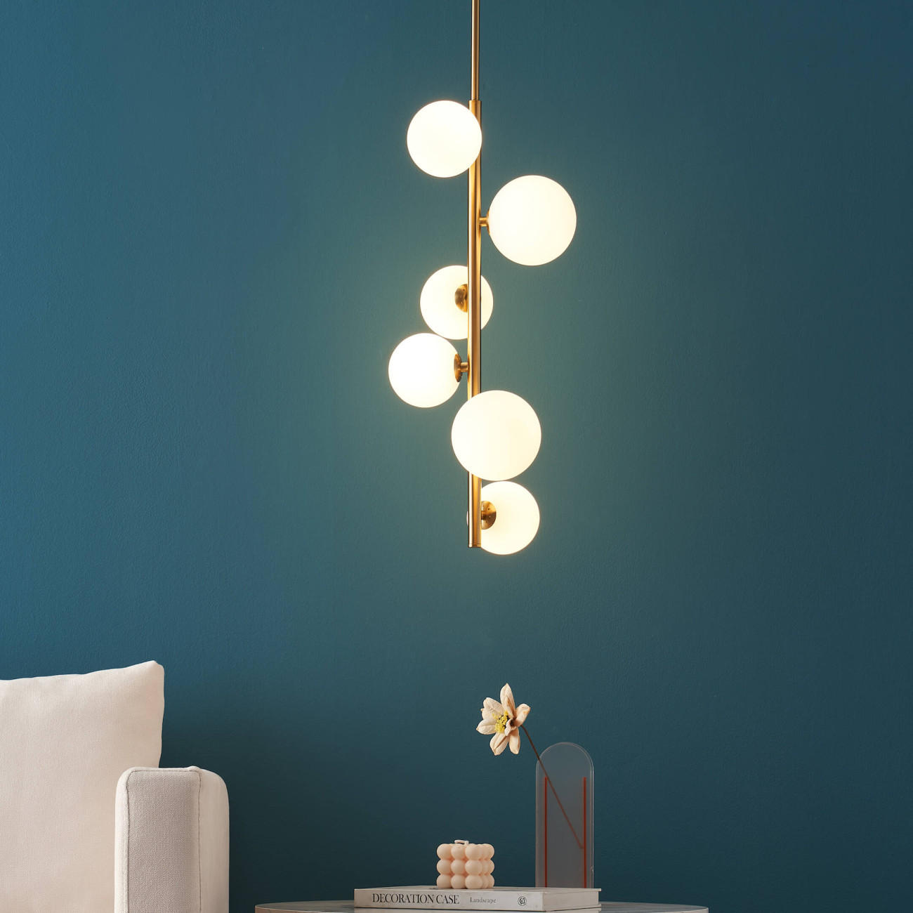 HÄNGELEUCHTE Marbella, Weiß und Gold, 60cm - Goldfarben, Glas (60/28/60cm) - KOSILUM