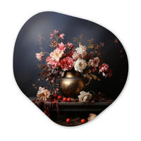 WANDBILD Stilleben - Blumen - Rosen - Blumenstrauß - Vase 90x90 cm - Dunkelbraun, Kunststoff (90/90cm) - MuchoWow