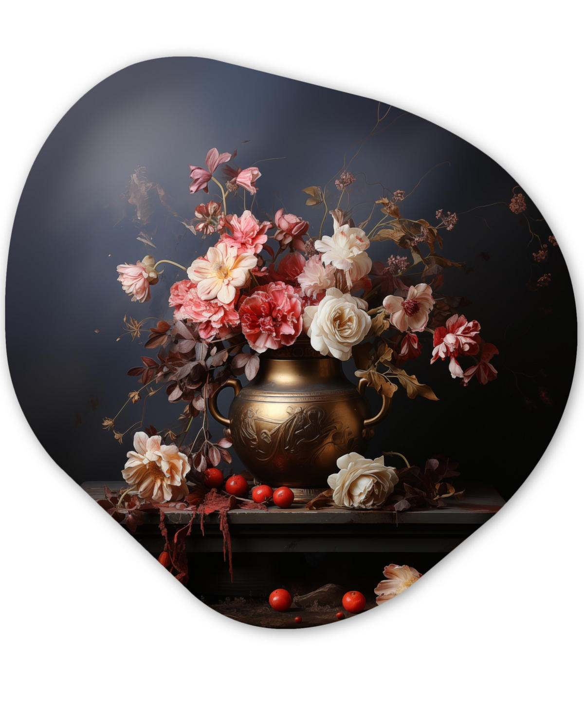 WANDBILD Stilleben - Blumen - Rosen - Blumenstrauß - Vase 90x90 cm - Dunkelbraun, Kunststoff (90/90cm) - MuchoWow
