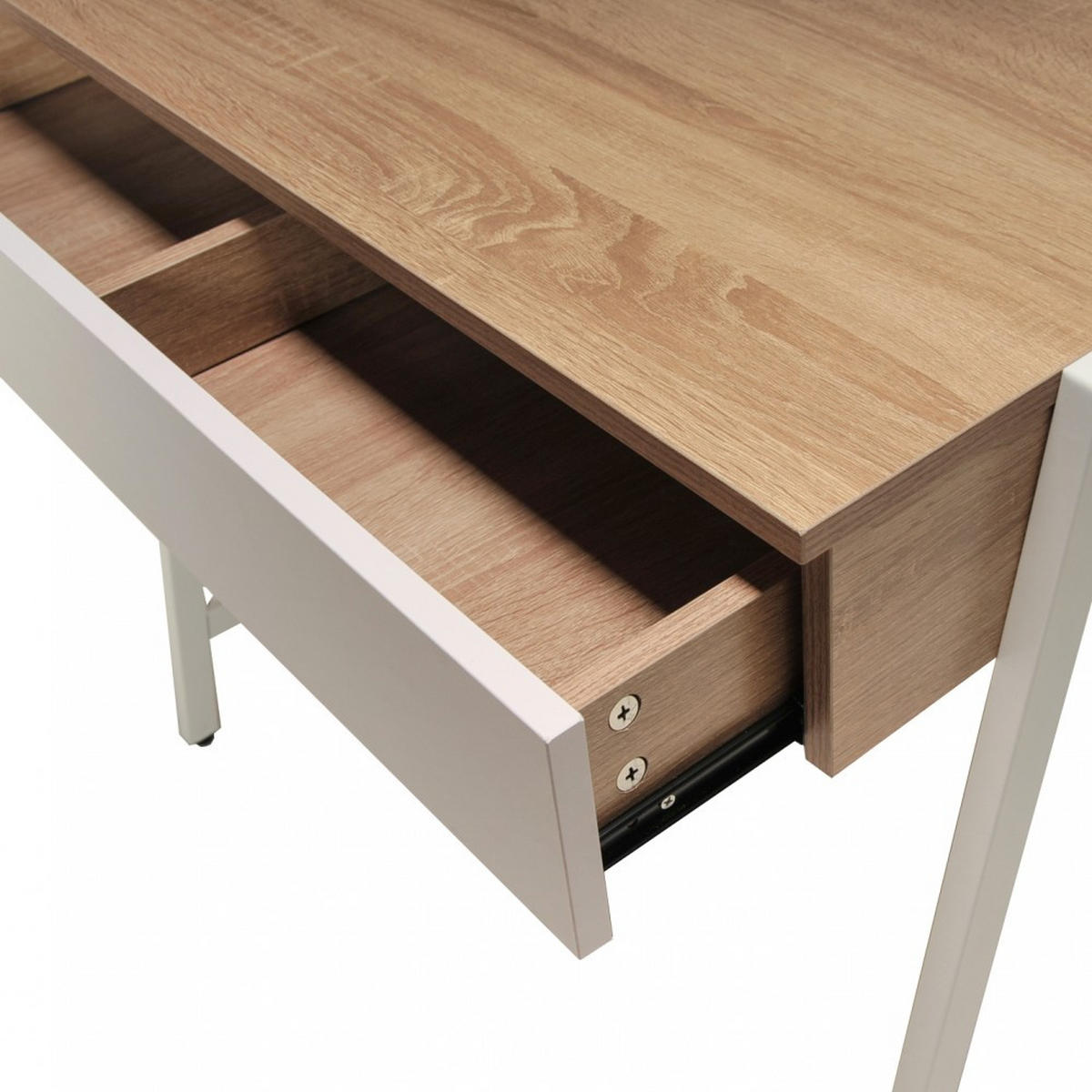 SCHREIBTISCH POLLUX / Gebleichte Eiche Dekor und Weiß - Multicolor/Weiß, Holzwerkstoff/Metall (84/48/76cm) - Weber Industries