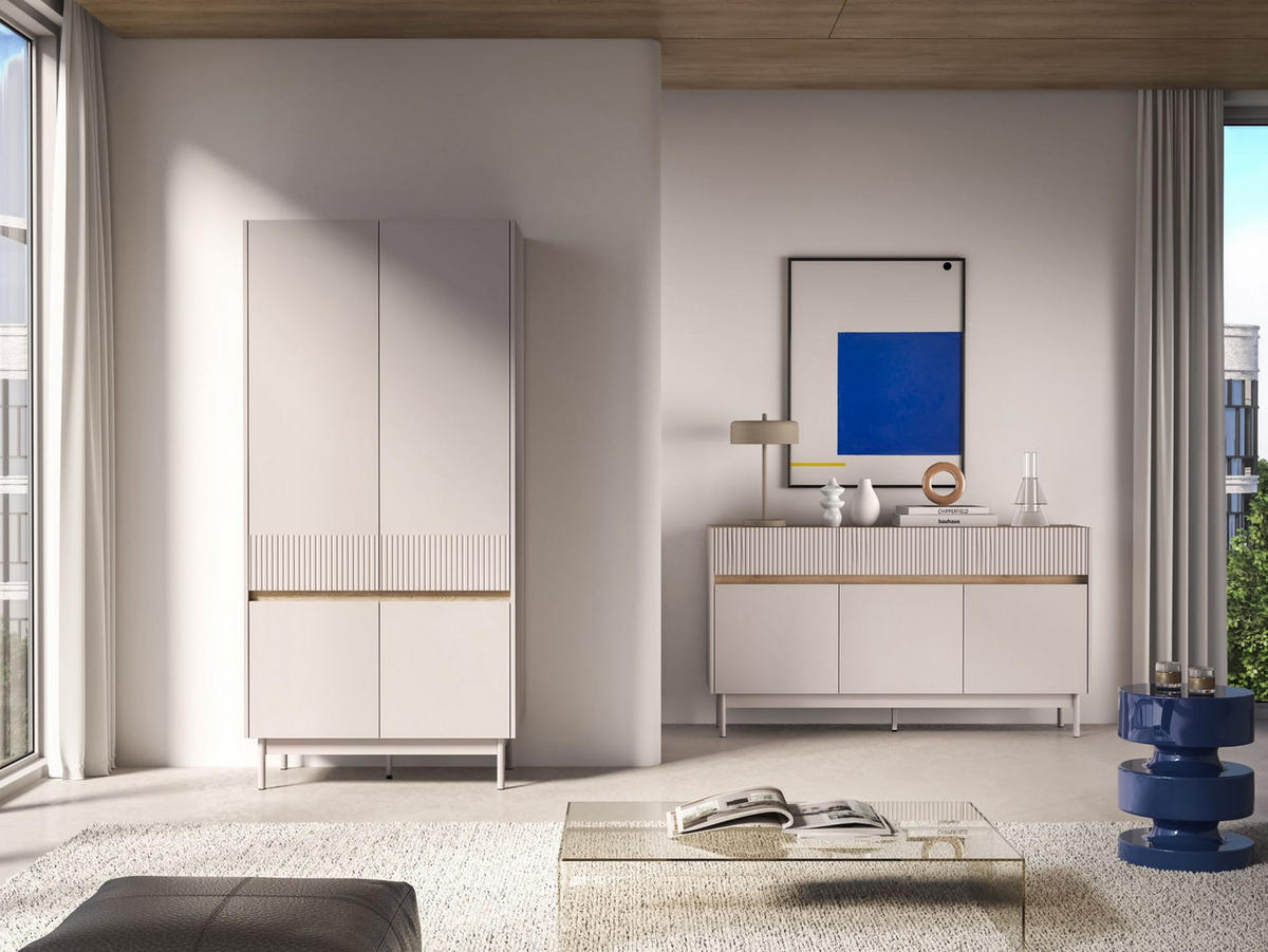 KLEIDERSCHRANK Dunea Kaschmirgrau/Eichenholzoptik 92 cm - Taupe/Beige, Holzwerkstoff (92/193/53cm) - Selsey
