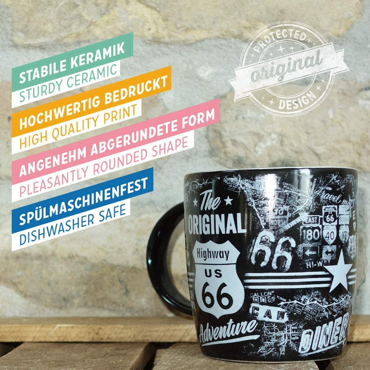 KAFFEETASSE 330 ml US Highways US Highway 66 - Multicolor, Keramik (0.33L) - Nostalgic-Art