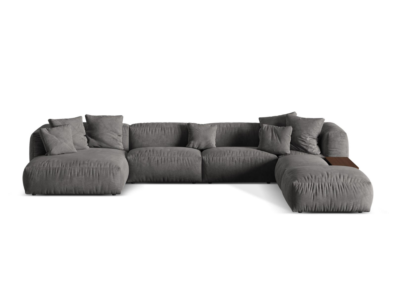 PANORAMASOFA modular rechts Martina aus Samt grau 5 Sitzplätze - Grau, Textil (280/75/406cm) - Micadoni
