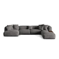 PANORAMASOFA modular rechts Martina aus Samt grau 5 Sitzplätze - Grau, Textil (280/75/406cm) - Micadoni