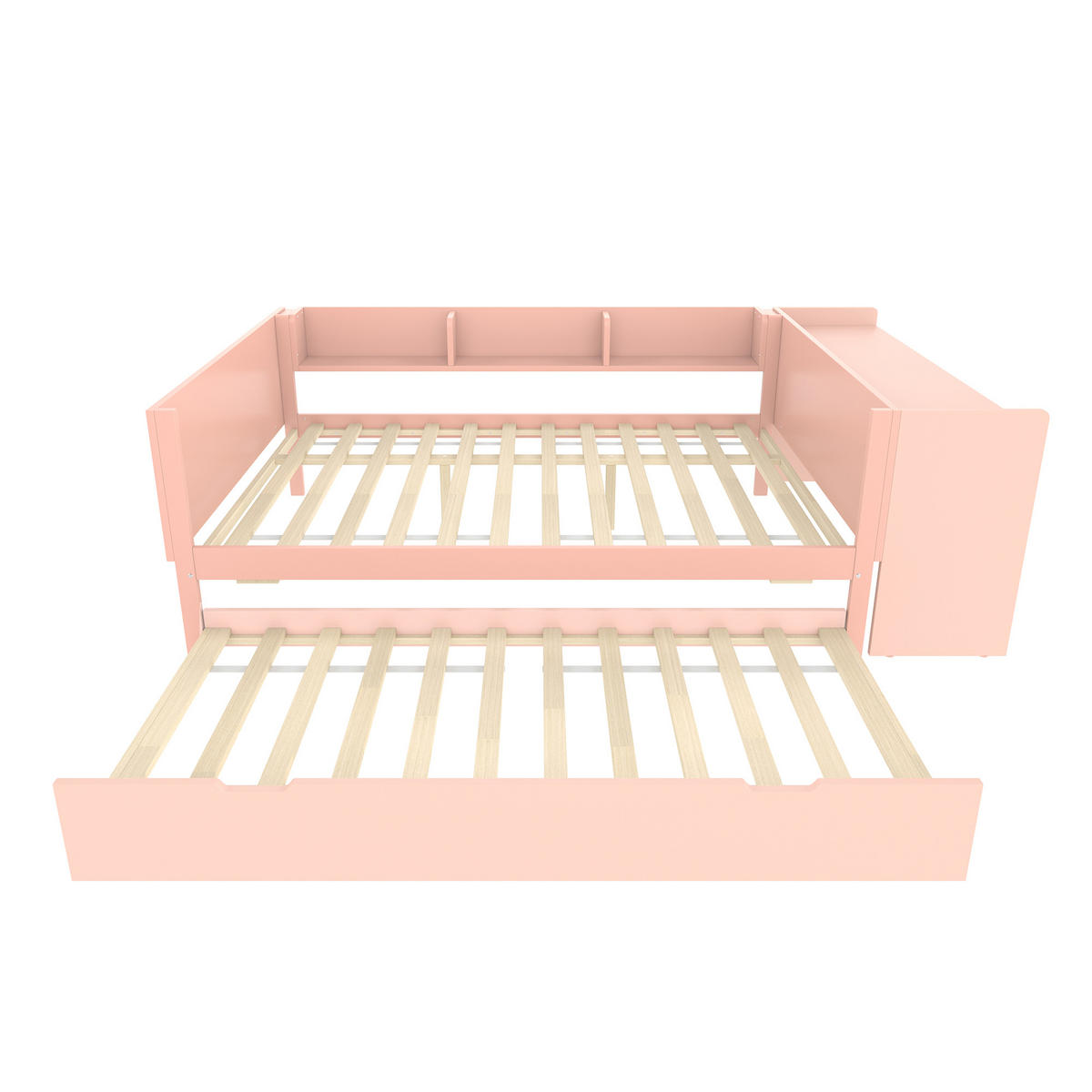 BETT 140/200 cm & 90/190 cm in Rosa mit Rollbett, Schreibtisch und Regalen - Rosa, Holzwerkstoff (140/200cm) - STILVORA