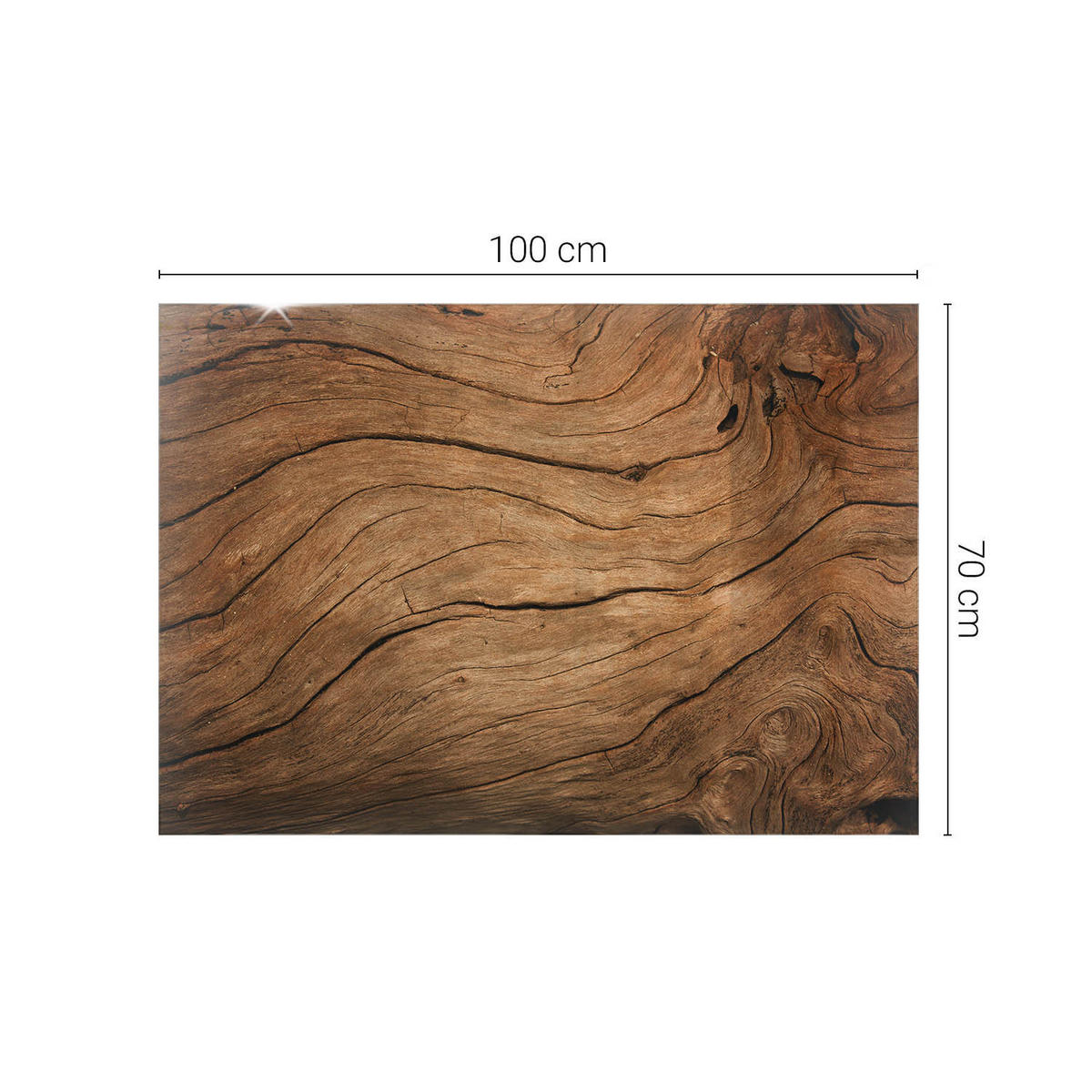 TISCHPLATTE 100x70 cm Naturholz Dekor - Hellbraun/Dunkelbraun, Glas (100/70/0.4cm) - TULUP
