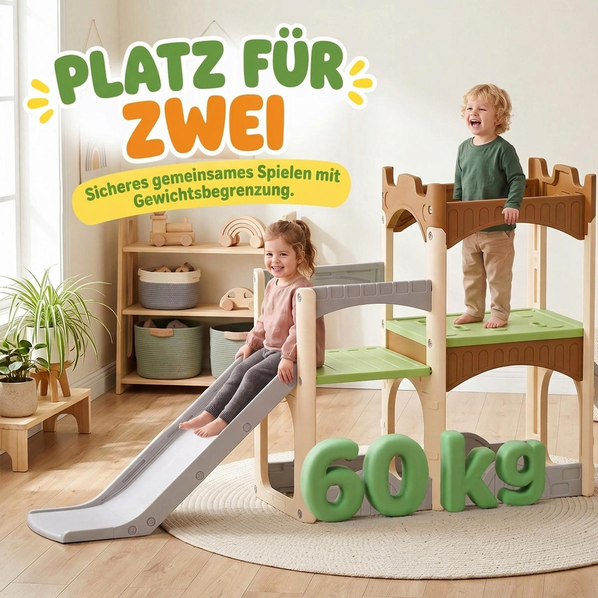 KINDERRUTSCHE HDPE Mehrfarbig - Multicolor, Kunststoff (53/120/248cm) - AIYAPLAY