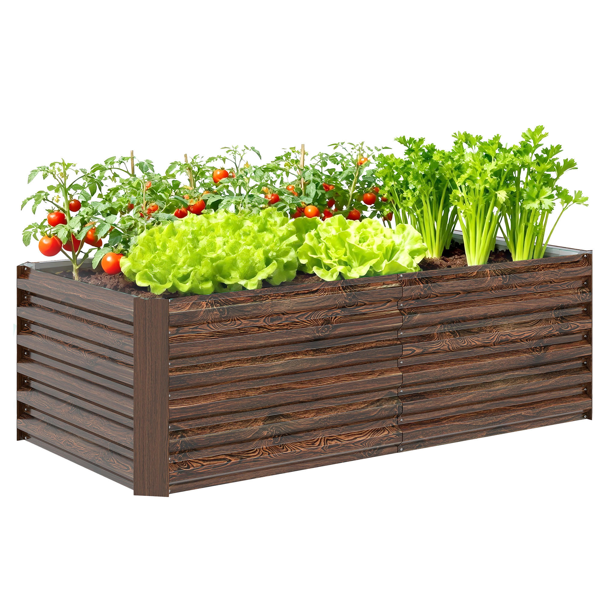 HOCHBEET, Für Gemüsegarten, offener Boden, abgerundete Kanten, 180x90x57,5cm, Dunkelbraun - Multicolor, Holzwerkstoff (180/57.5/90cm) - FORIOUS