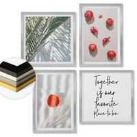 WANDBILDER 4er Set - 50x50 cm & 40x60 cm Silberner Rahmen - Feiertags-Palmenfrucht-Inschrift - Silberfarben, Kunststoff (50/50cm) - ArtPrintCave