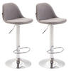 BARHOCKER Kilian, 2er Set, Gestell Metall in Chromoptik, Stoff Grau - Chromfarben/Grau, Textil/Metall (39/100/43cm) - TPFLiving