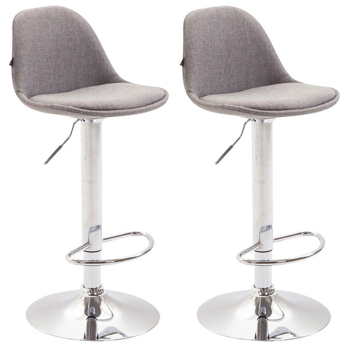 BARHOCKER Kilian, 2er Set, Gestell Metall in Chromoptik, Stoff Grau - Chromfarben/Grau, Textil/Metall (39/100/43cm) - TPFLiving
