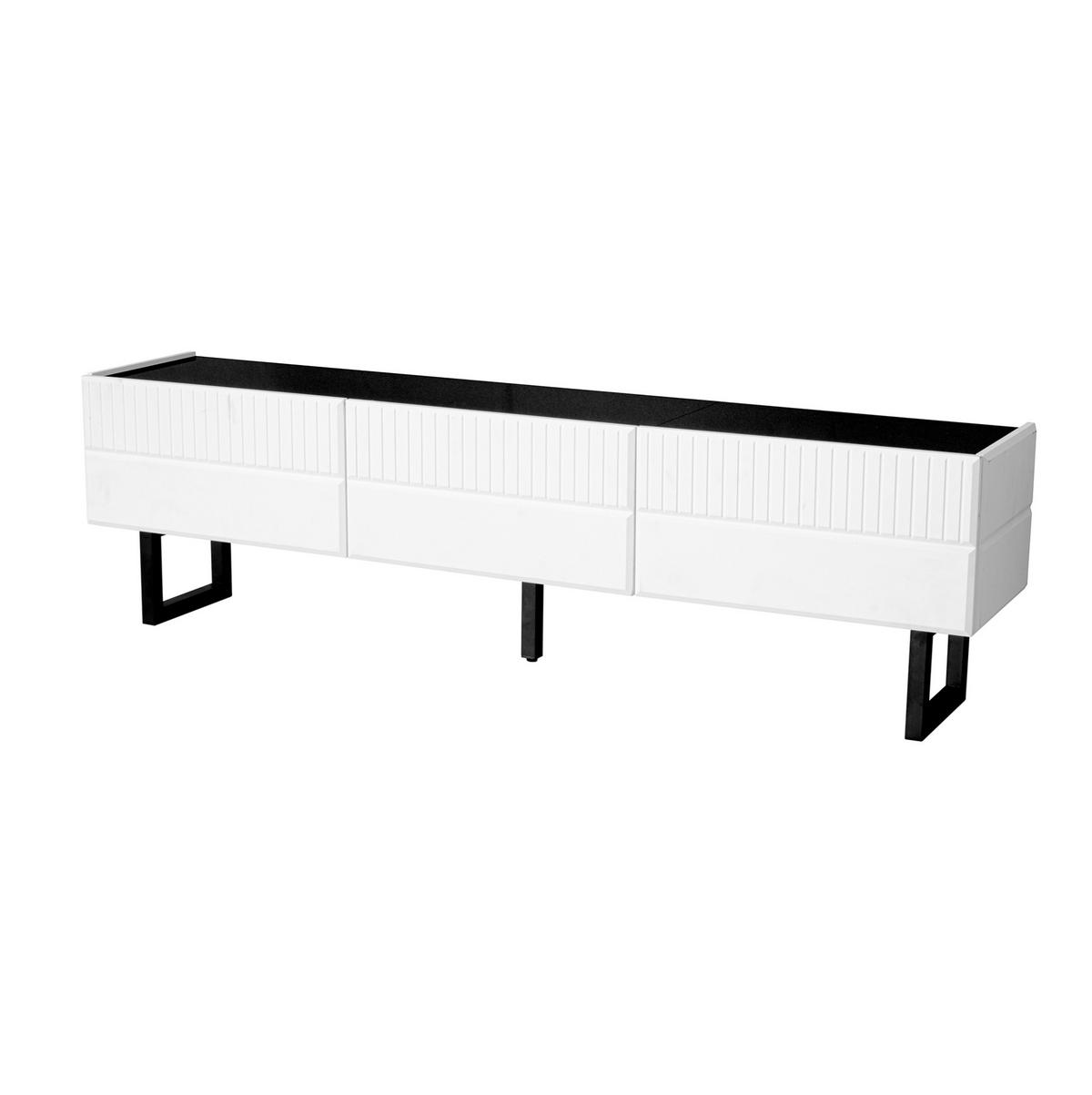 TV stolek 170/35/47 cm černobílý z MDF a dřevotřísky s úložnými zásuvkami - černá, kompozitní dřevo (170/47/35cm) - OKWISH
