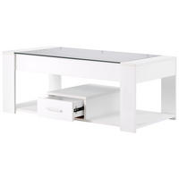 KLUB-STOLIĆ 100/50/40 cm, sa staklenom pločom i prostor za pohranu u bijeloj boji - bijela, staklo/drvni materijal (50/100/40cm) - CHICFURN