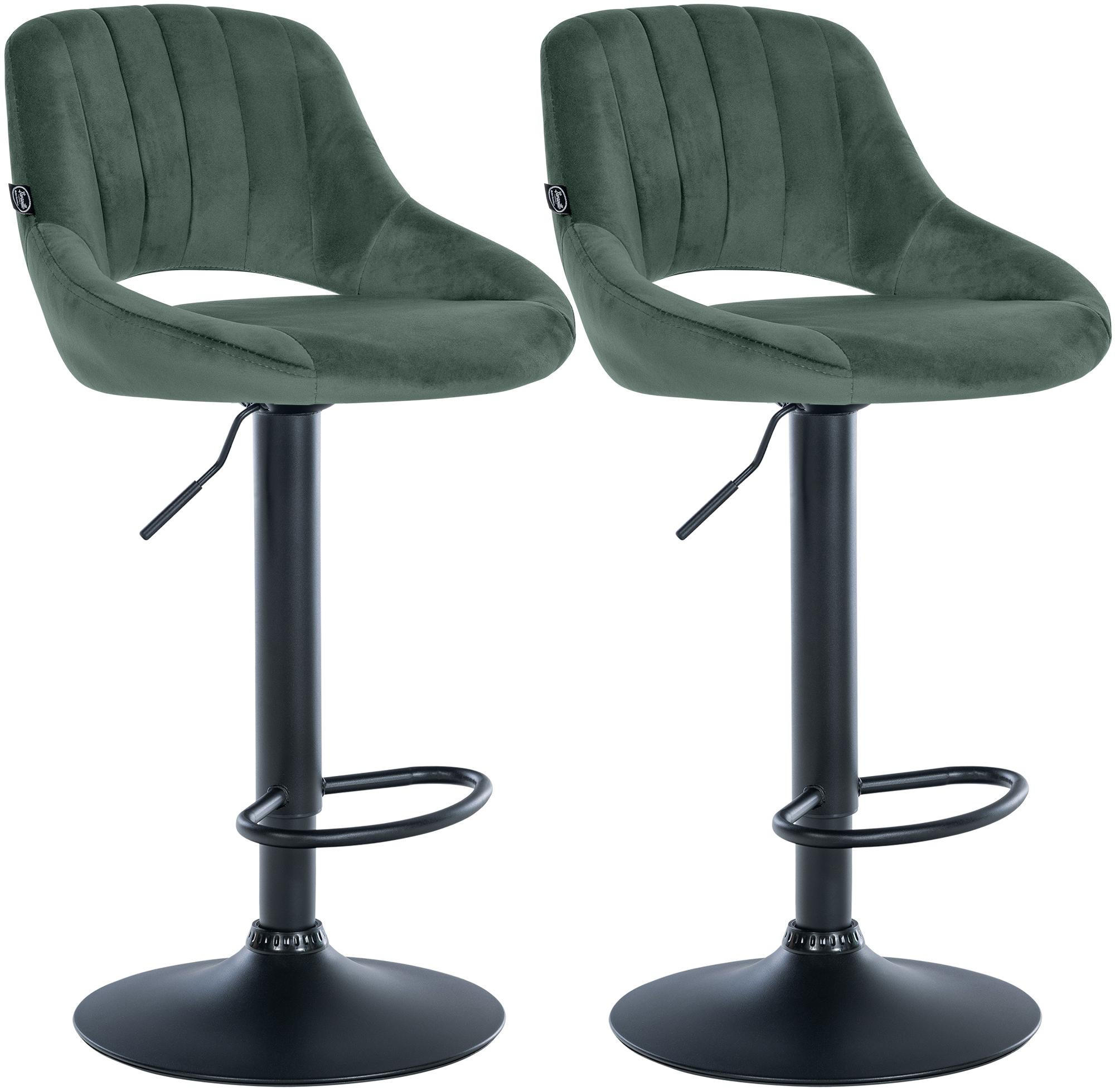 BARHOCKER 2er Set Samt grün - Schwarz/Grün, Textil (47/85/48cm) - CLP
