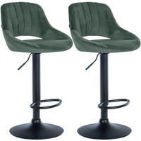 BARHOCKER 2er Set Samt grün - Schwarz/Grün, Textil (47/85/48cm) - CLP